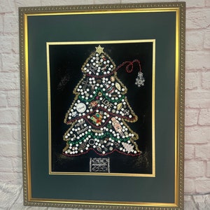 Christmas tree, Framed art, Home decor, Jewelry art, Jewelry Christmas tree, Christmas gift, Unique gift, One of a kind artwork, Wall decor