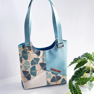 Bolso de hombro vegano de corcho con diseño floral para mujer. Bolso de mano ecológico, sostenible y para uso diario. Monedero