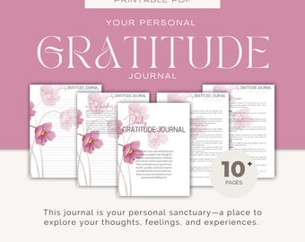 Daily Gratitude Journal, PDF Printable Mindfulness Guide, Inner work, Self Improvement