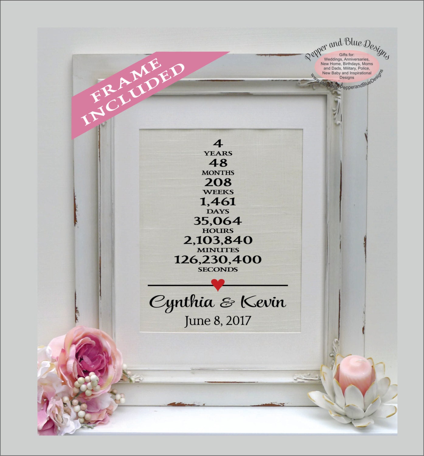 Linen Anniversary Gift 4th Anniversary Print EST Print Etsy