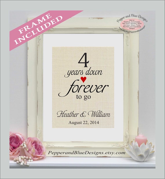 4 Years Down Forever To Go 4th Linen Wedding Anniversary Etsy 4 Years Down Forever To Go 4th Linen Wedding Anniversary Etsy