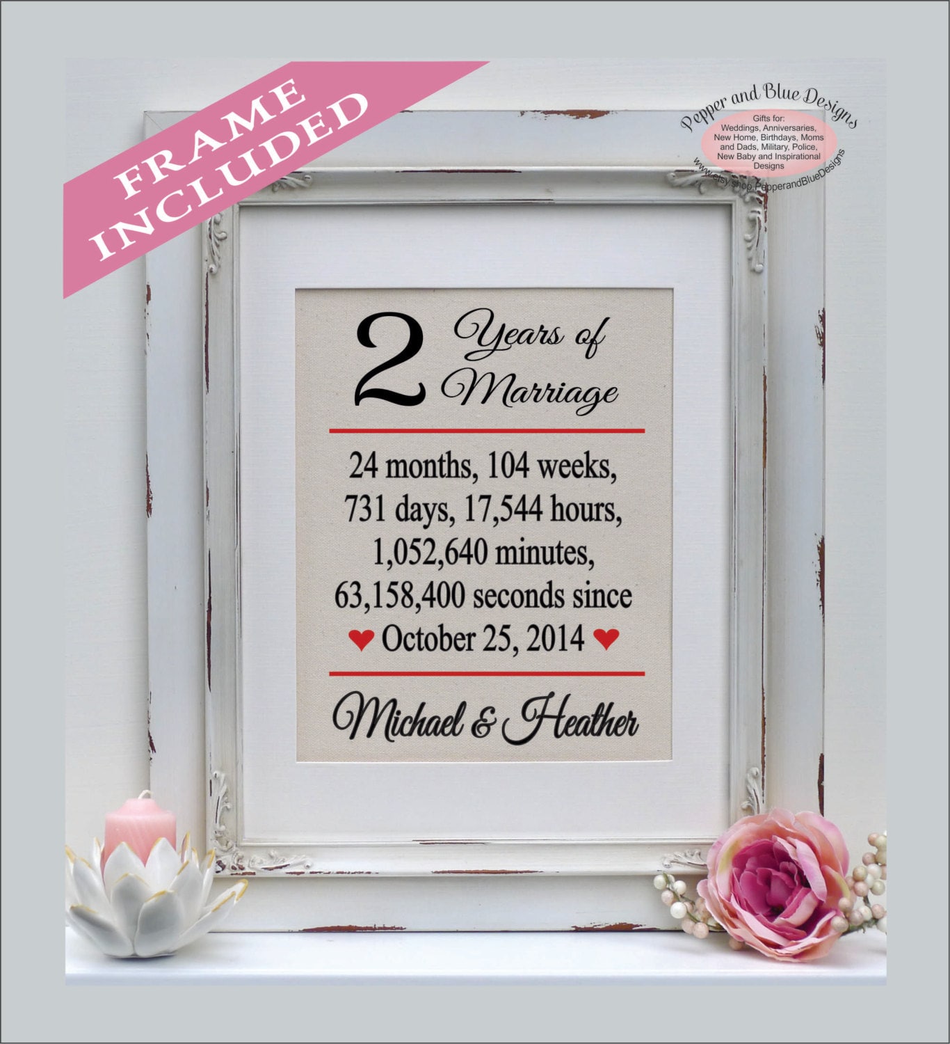 Cotton Anniversary Gift for Her Wedding Date Print Perfect ...