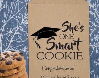She's One Smart Cookie Bag She's One Smart Cookie Bags, Kraft Brown Bags Class of 2023 Candy Bar Dessert Popcorn Favor Candy Cookies