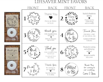 Wedding Favors Mint To Be Lifesavers Mint Candy for Guests Personalized Labels Kraft Tags Mint Favors Lifesaver Mint Peppermint Wintergreen