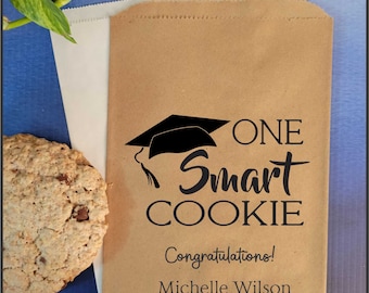 Graduation Cookie Bag, Graduation Favor Bags, Class of 2023, Cookie Bag, To-go Goodie bags, Treat Bags, One Smart Cookie, She's One Smart