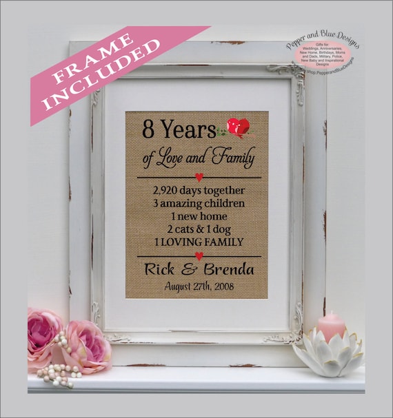 8th Anniversary Gift 8th Anniversary Gift For Her For Him Etsy