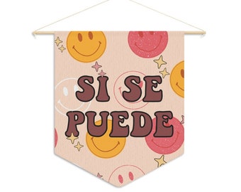 Cita para el aula, decoración para el aula en español, tapiz, decoración de pared para el aula, decoración bohemia, decoración para dormitorio, decoración para adolescentes Y2K, colgante, "Si se puede, profesor, clase"