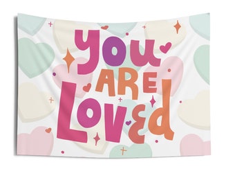 Tapiz para el aula Póster para el aula Decoración para el aula Afirmación positiva diaria de primaria Letrero de fondo de febrero Tapiz para maestros San Valentín