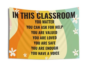 Citas en el aula Decoración de la pared Tapiz del aula Decoración de la pared Decoración del aula boho Decoración retro elemental Póster Decoración de clase positiva Maestro