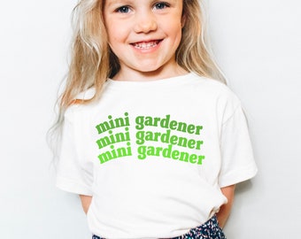 Kids Gardening Shirt Mini Gardener | Kids Botanical Shirt | Community Garden for Kids | Child Gardener Plants for Kids | Summer Garden Tee