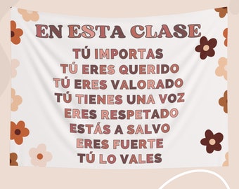 Citas en el aula Decoración del aula en español Tapiz Decoración de la pared del aula en esta clase Decoración del dormitorio Universidad Y2K Decoración Colgante Banderín del profesor