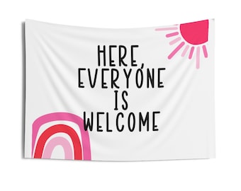 Todos son bienvenidos Tapiz Aula Colgante Tapiz Decoración Biblioteca Póster Mentalidad positiva Maestro Pared Colgante Dormitorio Decoración Y2K Decoración