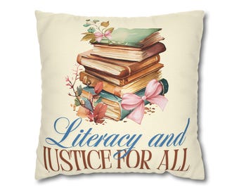 Almohada de lectura Regalos de lectura Decoración de rincón de lectura Almohada cuadrada Regalo de autor para amantes de los libros Regalo de jubilación para bibliotecario Inauguración de la casa Boho Vintage Rosa