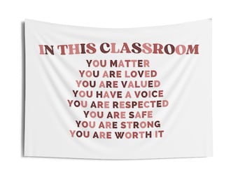 Tapiz decorativo con citas para el aula, sobre la cama, decoración de pared, decoración de aula, en esta clase, decoración bohemia, decoración de dormitorio, decoración para adolescentes, universidad, Y2K, colgante