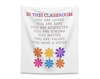 Classroom Tapestry Class Positive Quotes poster Classroom Wall Decor Boho Decor Teen College Y2K Decor Hanging Over Bed Teacher Tapestry