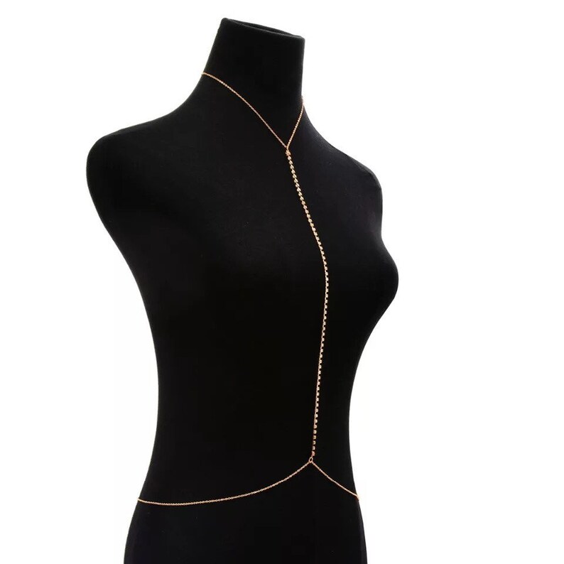 Diamond Lines Crystal Body Chain Etsy