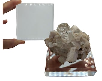 Base de exhibición de acrílico transparente - 3" x 3" x 0,75" - Tamaño E - Soporte para roca mineral