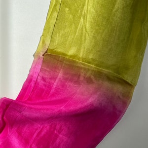 100% Pure Pink/Green Silk Scarf Fall Scarf / Luxury Silk / Silk Scarf Women / Gifts for Her / Gifts for Mom / Scarves for Women / Holiday