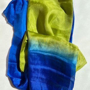 100% Pure Blue/Green Silk Scarf - Luxury Silk Scarf - Gift for Mom, Friend, Sister - Gift for Women - Silk Wrap - Silk Shawl - Hijab