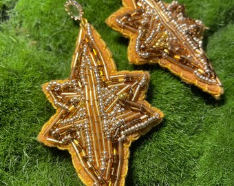 Hand Embroidered Starburst Earrings