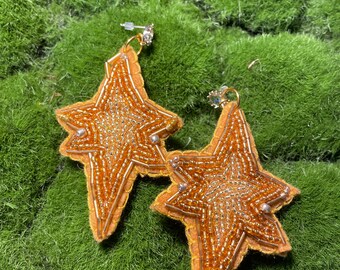 Hand Embroidered Starburst Earrings