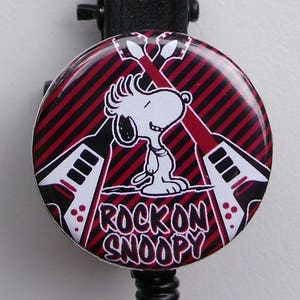 Snoopy &quot;Rock On!&quot; guitar badge reel
