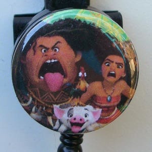 Disney Moana &quot;Maui, Moana, Pua, HeiHei faccia stupida&quot; badge reel