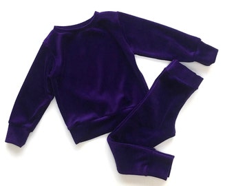 Buster Brown Girls 2 Piece Set Embroidered Velour Top and Printed Leggings.