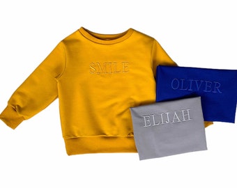 Kids personalised sweatshirt, Solid Embroidered sweatshirt, Monochrome Baby crewneck, Toddler sweater, girls pullover, boys sweatshirt