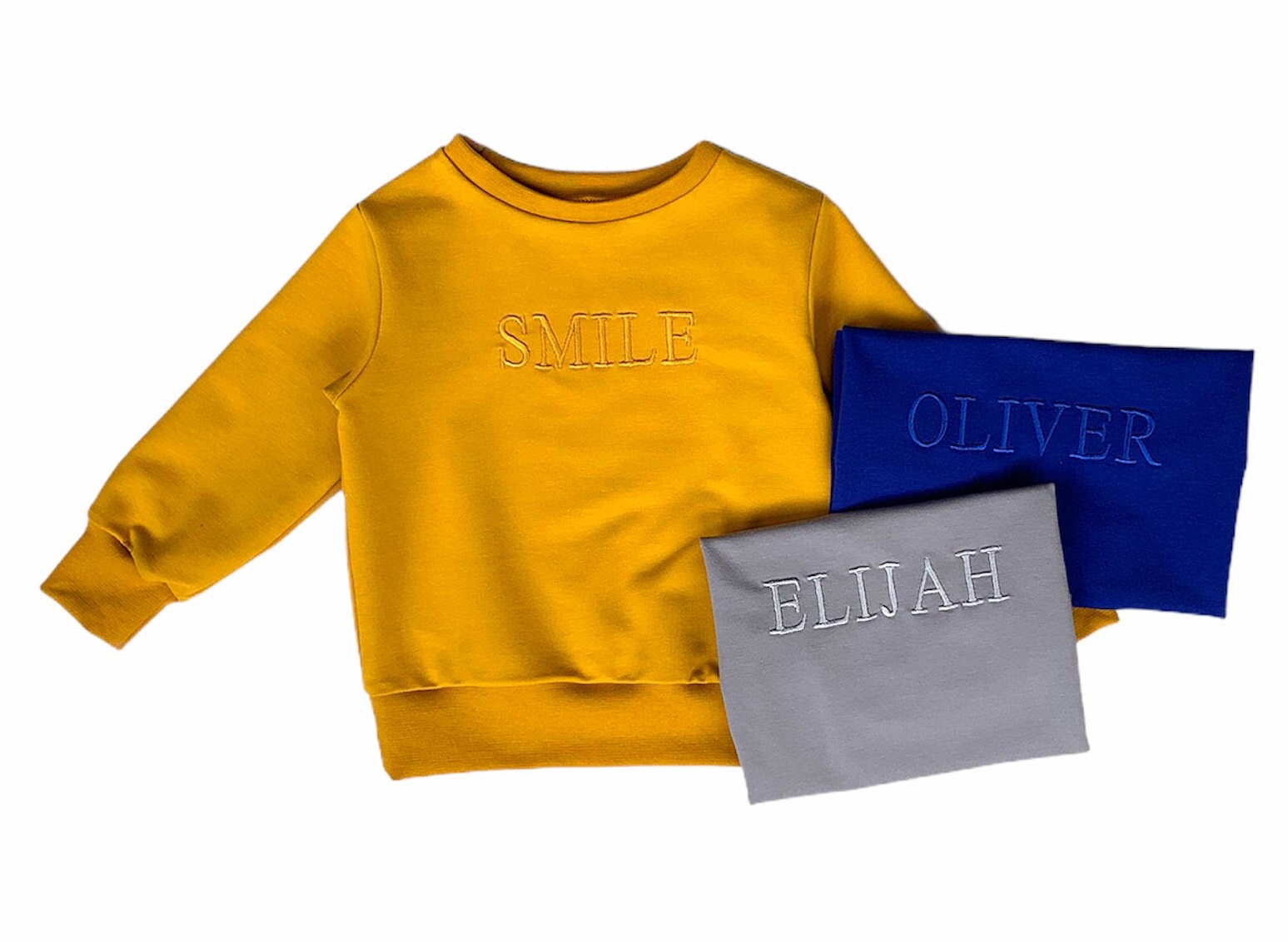 Kids personalised sweatshirt, Solid Embroidered sweatshirt, Monochrom…