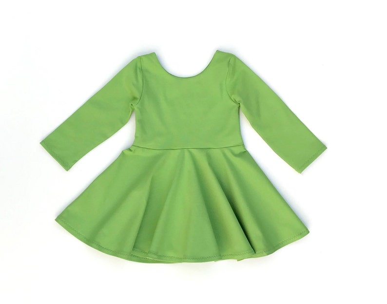Lime green Twirl Dress Toddler Twirly Dress Monochrome Dress Baby Dress -Toddler Dress Baby Girl Twirl Dress Solid Girls dresses