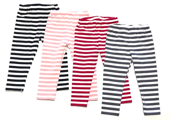 red and white striped baby leggings