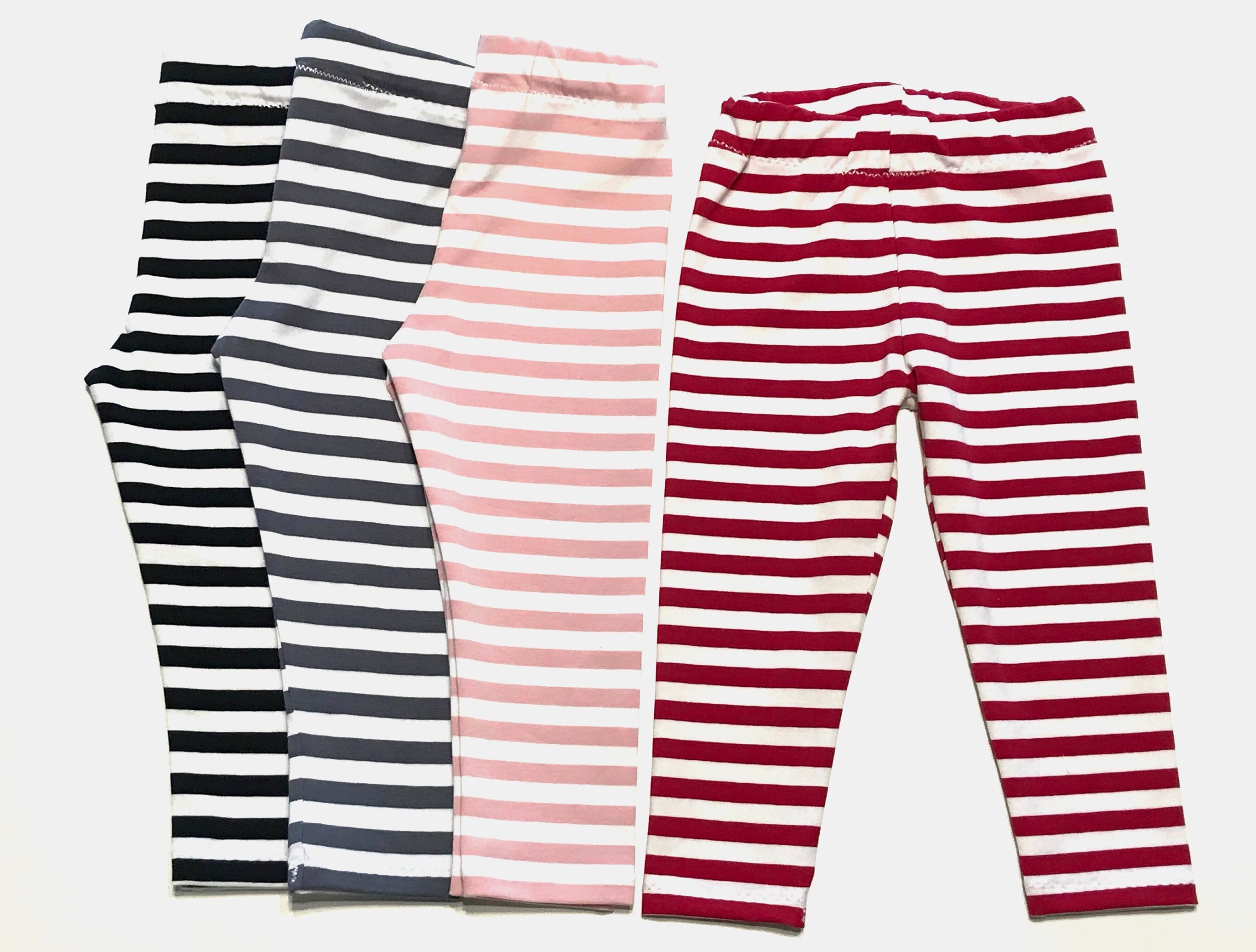 Striped Baby Leggings Red White Pink Black Grey Toddler Etsy