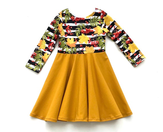 mustard yellow little girl dress