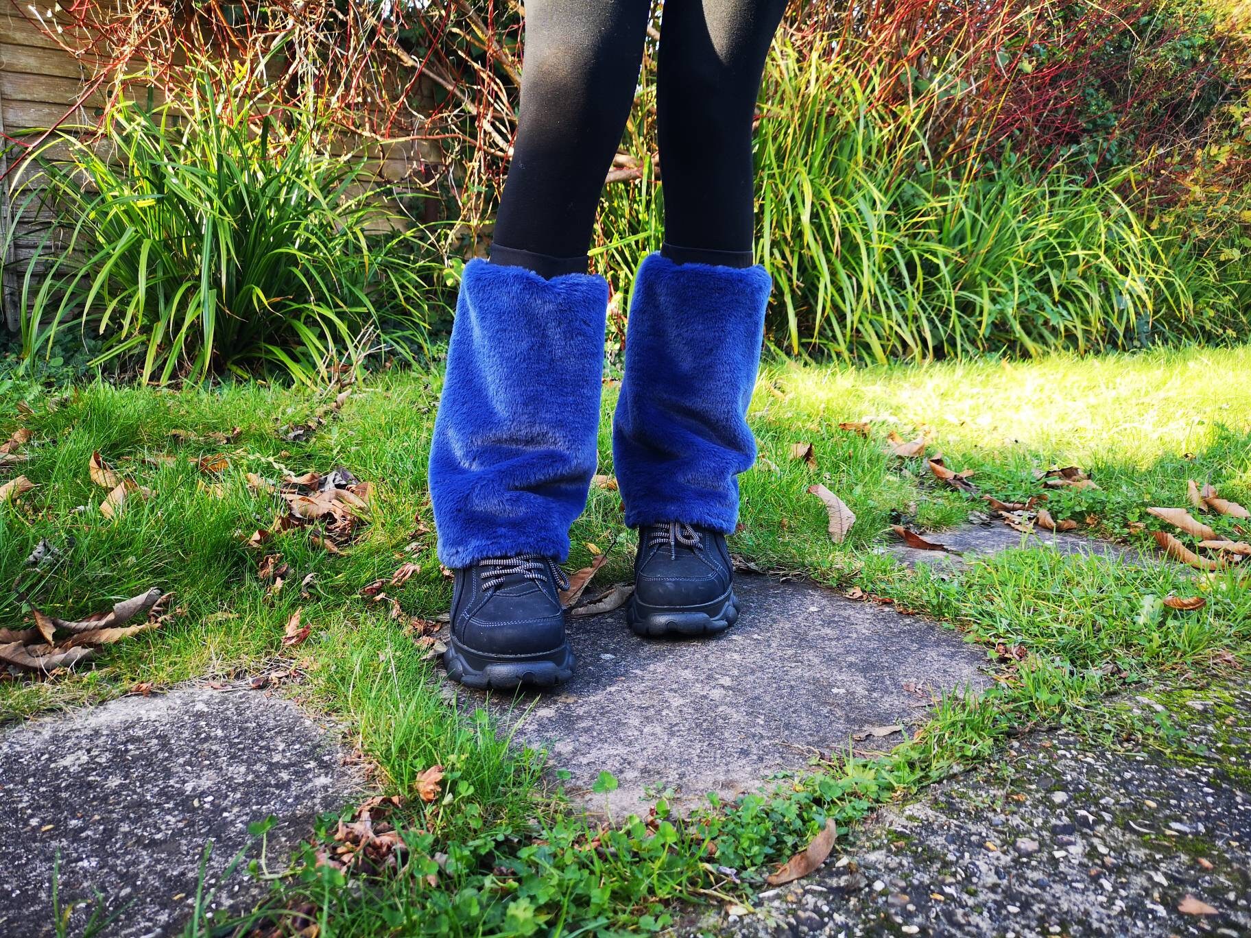 Blue leg warmers faux fur leg warmers fluffy leg warmers Etsy