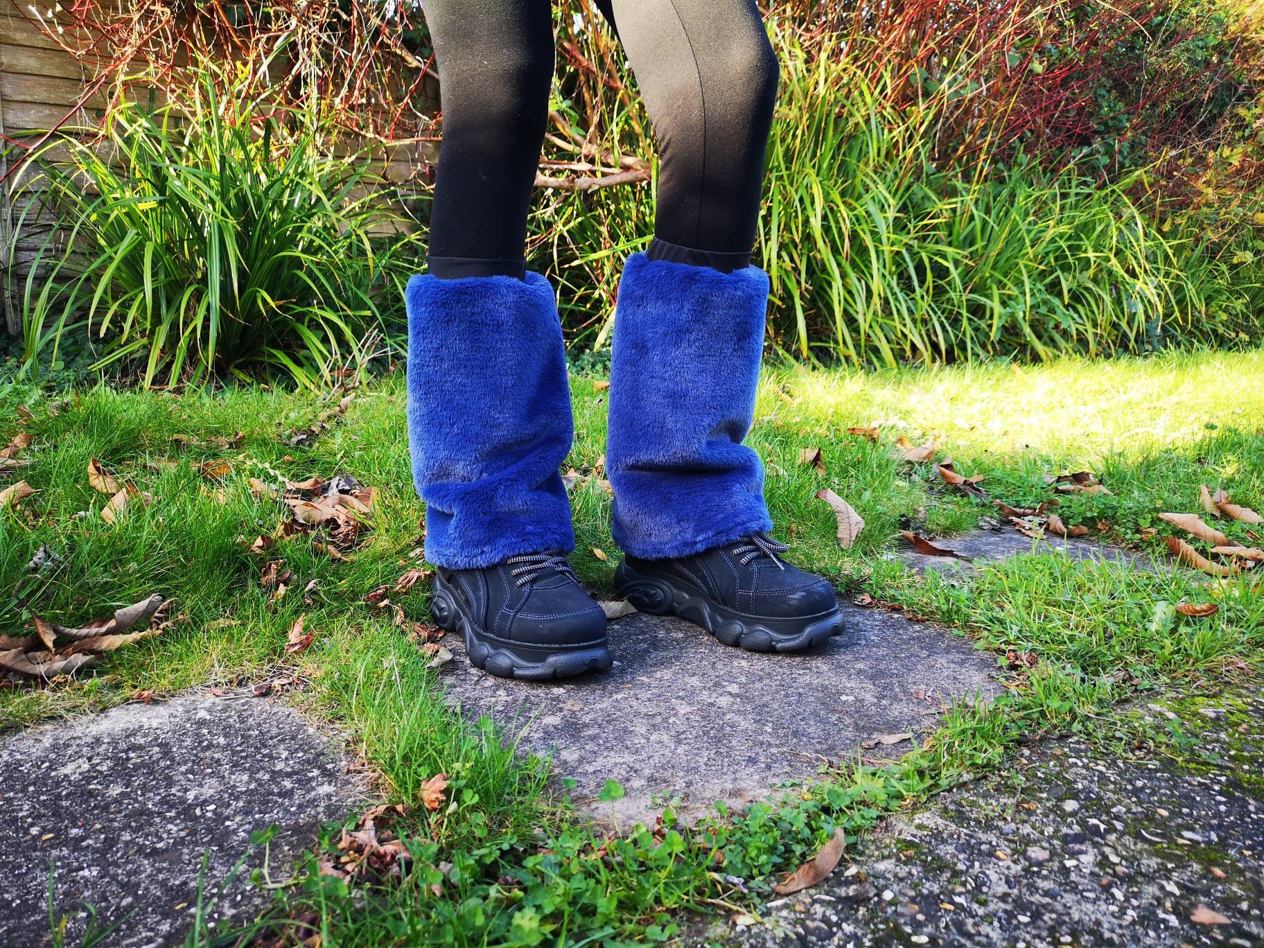 Blue leg warmers faux fur leg warmers fluffy leg warmers Etsy