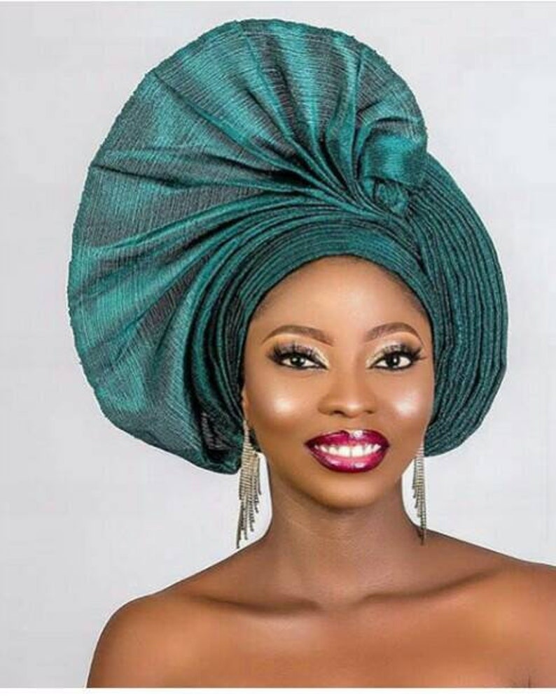 Gele Nigerian Head Tie Auto Gele Pre Wrapped Gele African Etsy