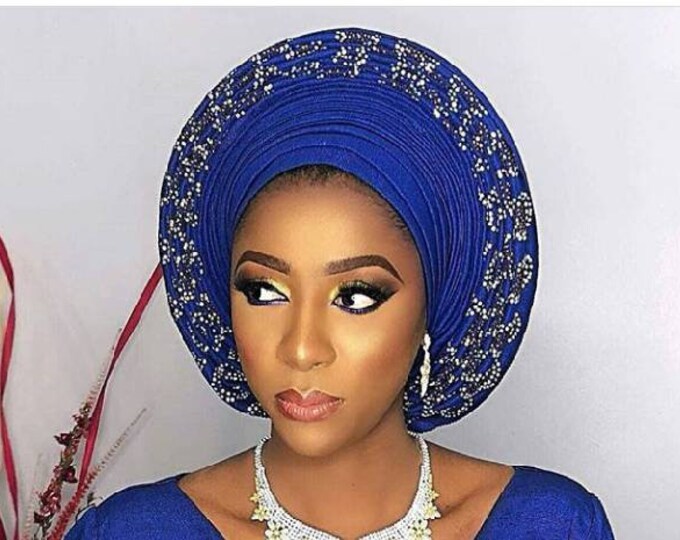 Pre Styled Head Wrap Head Cover African Wedding Head Wrap Etsy