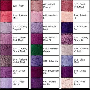Lizbeth Thread by Color 625 to 648