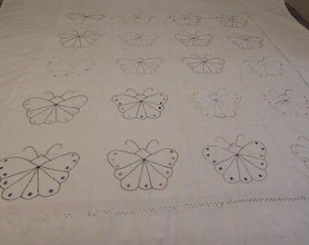 Distressed Butterfly Quilt vintage