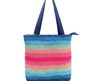 Cotton Macrame Crochet Shoulder Bag, Multicolor Crochet Bag, Boho Tote Bag, Personalised Crochet Bag, Unique Bag, Multicolor Handbag