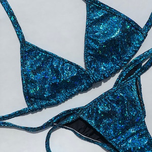 New posing suit competition Bikini blue  black adjustable