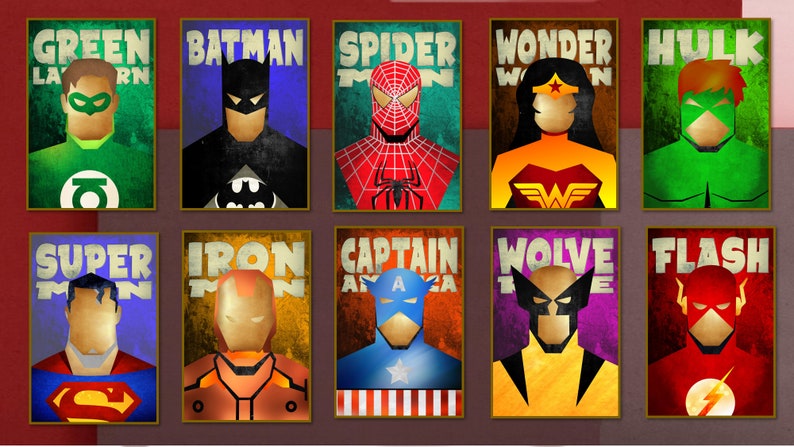 Affiche de Super Hero fr Superhero Wall Art France | Etsy