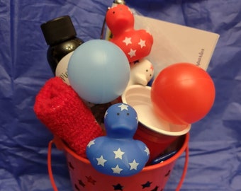 Gift Pail Red White Blue Toys, Trial Picklejuice Ferret Oil Treat Plus White Wool Ball Duck Toys Pen and Fidget Spinner #2