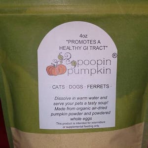 4 oz Poopin Pumpkin Pet Ferret/Dog/Cat Gastric Digestive Health Powder for Shedding/Grooming