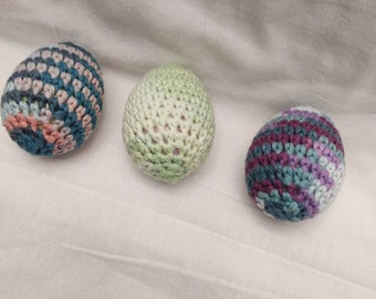 3-Pack Handcrafted Crochet Shaky Rattle or Jingle NO TAILS Stash Ferret Toy Eggs Eggies *Colors will vary