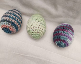 3-Pack Crochet Rattle Egg Toy: Stash Ferret/Kitty Toy