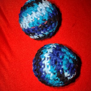 11 Piece Variegated Blue Black Colors Crochet Shaky/Rattle/Stash Train Ferret or Pet Toys Eggs Play Bulk Set02 image 6
