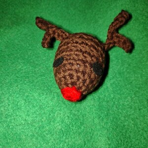 Reindeer Silly Brown Cotton Yarn Crochet Shaky Rattle Shaky Fun Stashing Ferret Toy Enrichment Play image 2