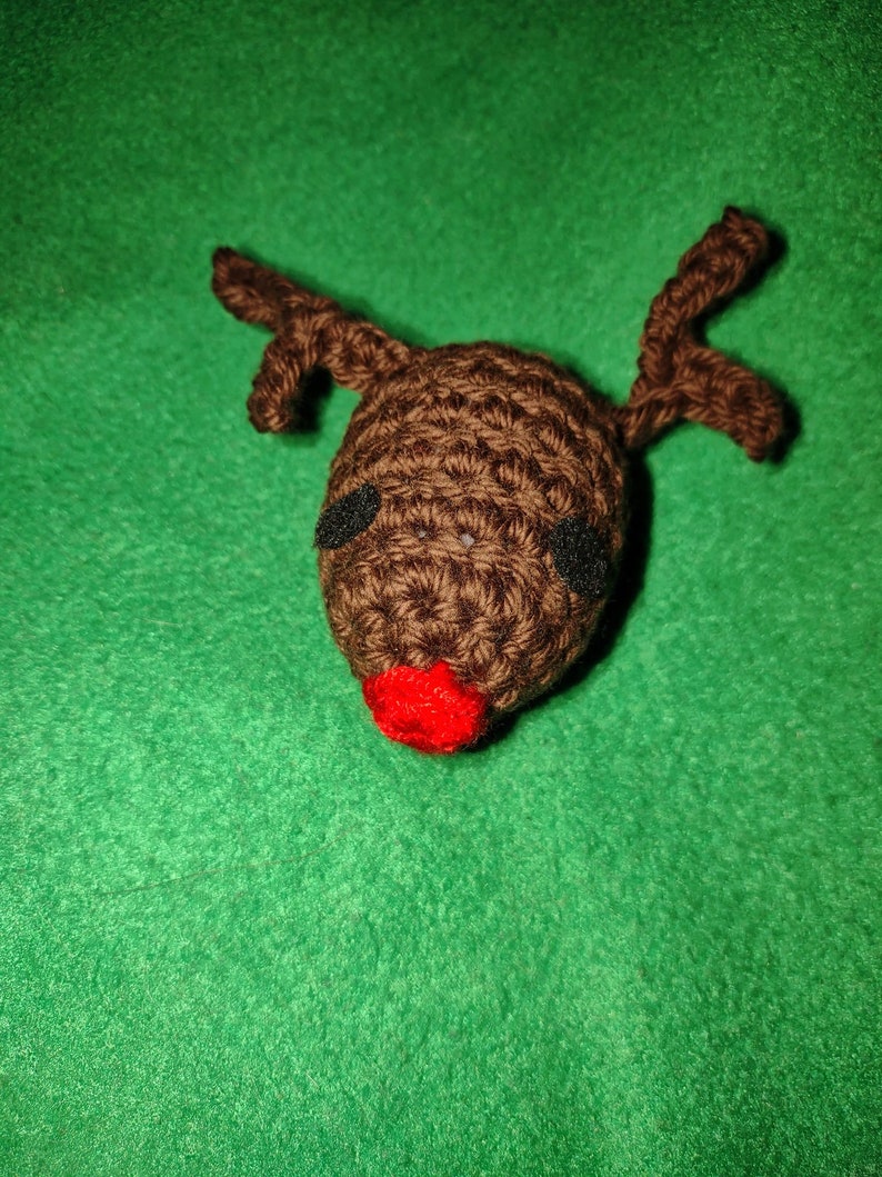 Reindeer Silly Brown Cotton Yarn Crochet Shaky Rattle Shaky Fun Stashing Ferret Toy Enrichment Play image 2